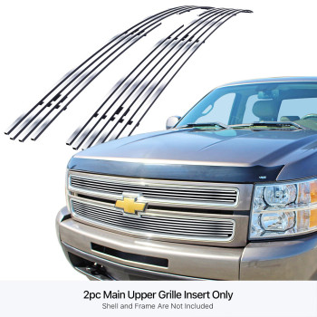 Aps Compatible With Chevy Silverado 1500 20072013 Main Upper Stainless Steel Chrome Billet Grille Grill Insert C65766A