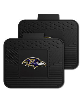 Fanmats 12305 Nfl Baltimore Ravens Back Row Utility Car Mats 2 Piece Set 14In X 17In All Weather Protection Universal Fit