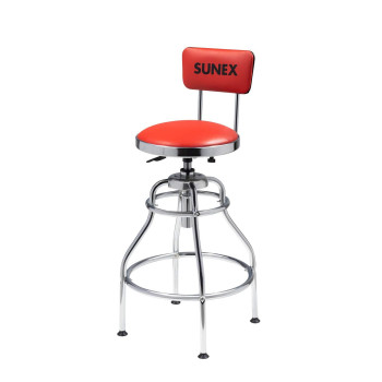 Sunex Tools 8516 Hydraulic Shop Stool Highpolished Chrome Finish Hydraulic Seat Adjustment Vinyl Padded Adjustable Seat And