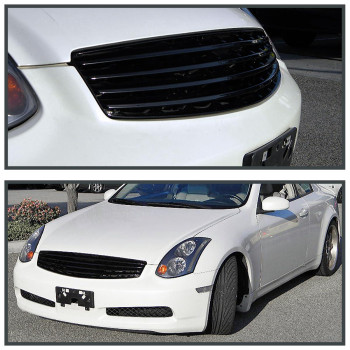 Specd Tuning Black Hood Front Grill Grille Compatible With 20032007 Infiniti G35 2Dr Coupe