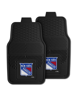 Fanmats 10474 New York Rangers 2Piece Heavy Duty Vinyl Car Mat Set Front Row Floor Mats All Weather Protection Universal Fit