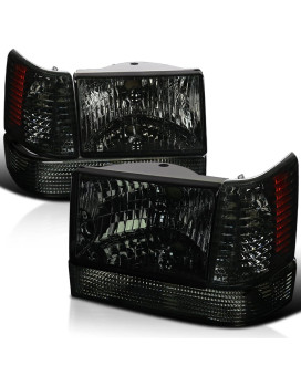 Specd Tuning Smoke Lens Headlights Bumper Lights Corner Lamps Compatible With 19931996 Jeep Grand Cherokee Lr Pair Head L