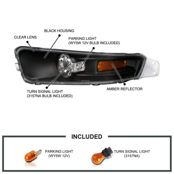 Specd Tuning Black Housing Clear Lens Bumper Lights Compatible With 20052009 Ford Mustang Gt V6 Lr Pair Assembly