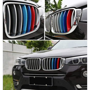 Ijdmtoy Exact Fit Mcolor Grille Insert Trims Compatible With Bmw F25 X3 F26 X4 Center Kidney Grill 7 Beams