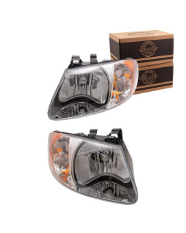 Brock Replacement Set Halogen Driver And Passenger Halogen Headlights Compatible With 20012007 Caravan Town Country Van 48577