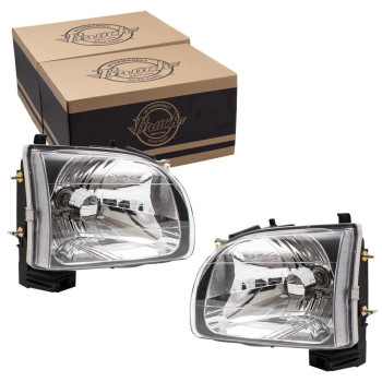 Brock Replacement Pair Set Halogen Headlights Headlamps Compatible With 0104 Tacoma Pickup Truck 8115004110 8111004110