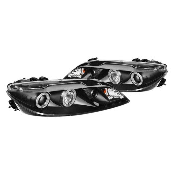 Spyder Auto 5042538 LED Halo Fog Lights Projector Headlights for 2003-2005 Mazda 6 DRL Black