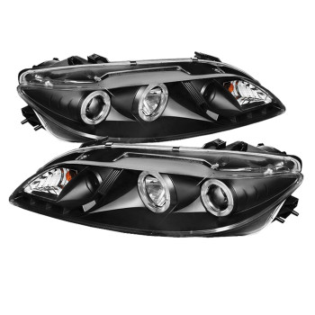 Spyder Auto 5042538 LED Halo Fog Lights Projector Headlights for 2003-2005 Mazda 6 DRL Black