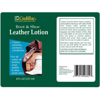 Cadillac Boot And Shoe Leather Lotion 8 Ounces Cleans Conditions Protects And Polishes Leather Footwear And Accessories