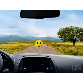 Tenna Tops Happy Smiley Face Car Antenna Topperauto Mirror Hangerdashboard Accessory Yellow