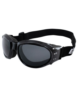 Birdz Eyewear Eagle Motorcycle Goggles Black Framepolarised Smoke Lens