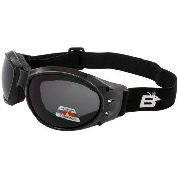 Birdz Eyewear Eagle Motorcycle Goggles Black Framepolarised Smoke Lens