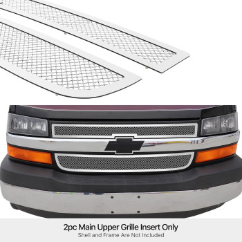 Aps Compatible With Chevy Express Van 20032020 Main Upper Stainless Steel Chrome Mesh Grille Insert C76436T