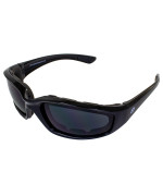 Birdz Eyewear Oriole Padded Motorcycle Glasses Black Framedark Smoke Lens