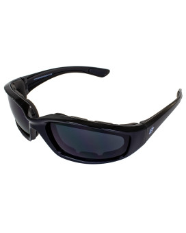 Birdz Eyewear Oriole Padded Motorcycle Glasses Black Framedark Smoke Lens