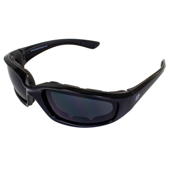 Birdz Eyewear Oriole Padded Motorcycle Glasses Black Framedark Smoke Lens