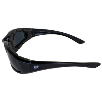 Birdz Eyewear Oriole Padded Motorcycle Glasses Black Framedark Smoke Lens