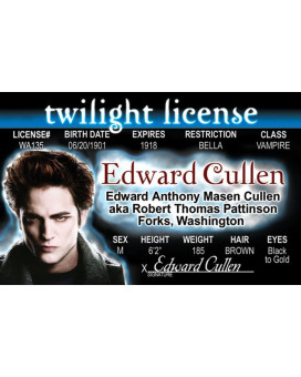 Signs 4 Fun Parody Drivers License Edward Id Fake Id Novelty Card Collectible Trading Card Drivers License Novelty Gift