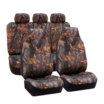 Fh Group Full Set Cloth Car Seat Covers Universal Fit 1Piece Front Seat Covers Airbag Compatible Split Bench Rear Seat Cove