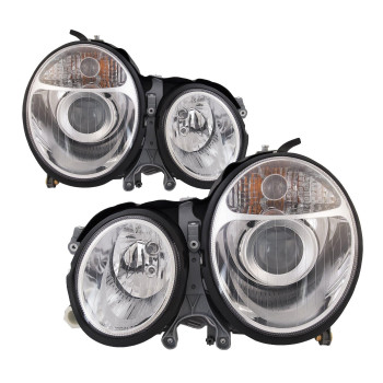 Headlightsdepot Chrome Housing Halogen Projector Headlights Compatible With Mercedesbenz E320 20002003 Includes Left Driver An