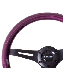 Nrg Innovations St015Bkpp Classic Wood Grain Wheel 350Mm 3 Black Spokes Purple Pearlflake Paint