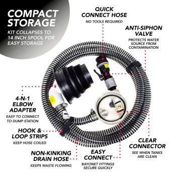 Valterra Ss01 Rv Sewersolution Drainage Kit With 10 Hose And Accessories