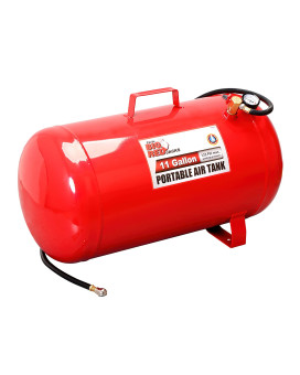 Big Red T88011 Torin Portable Horizontal Air Tank With 50 Hose 11 Gallon Capacity Red