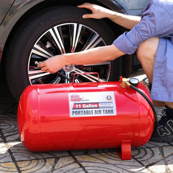 Big Red T88011 Torin Portable Horizontal Air Tank With 50 Hose 11 Gallon Capacity Red