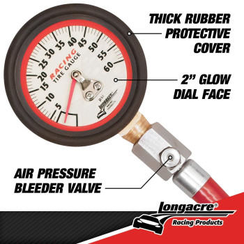 Longacre 50417 060 Psi Analog Tire Pressure Gauge 2 Inch