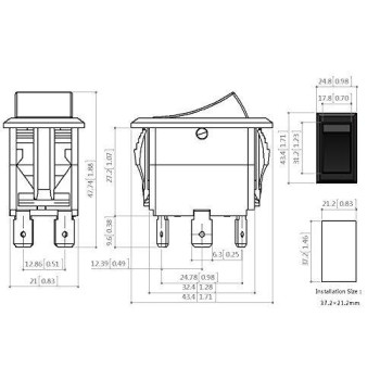 Genssi Rocker Switch On Off On Momentary Type Dpdt 12V 20A Or 24V 10A