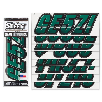 Stiffie Techtron Racing Greenblack 3 Boat Pwc Registration Decals Numbers Letters Stickers