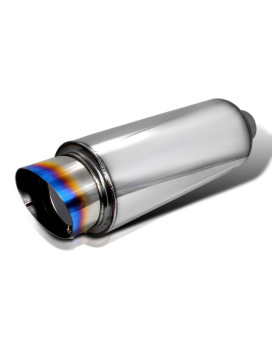 Specd Tuning Universal 4 Slant Burn Tip Fireball Style Racing Exhaust Muffler Stainless Steel Hp