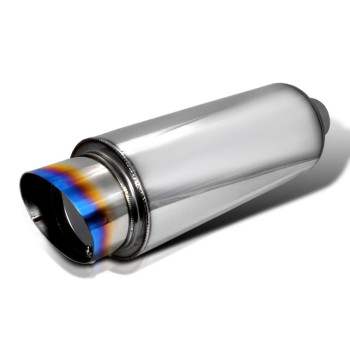 Specd Tuning Universal 4 Slant Burn Tip Fireball Style Racing Exhaust Muffler Stainless Steel Hp