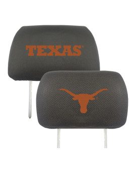 Fanmats 12599 Texas Longhorns Embroidered Head Rest Cover Set 2 Pieces