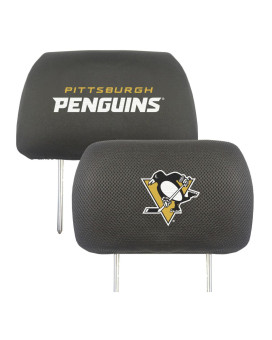 Fanmats 14783 Pittsburgh Penguins Embroidered Head Rest Cover Set 2 Pieces