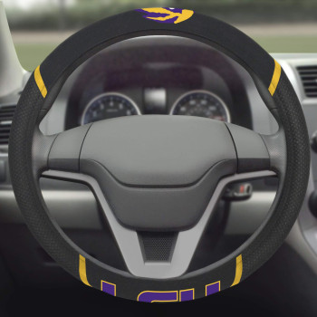 Fanmats 14798 Lsu Tigers Embroidered Steering Wheel Cover Black 15 X 15