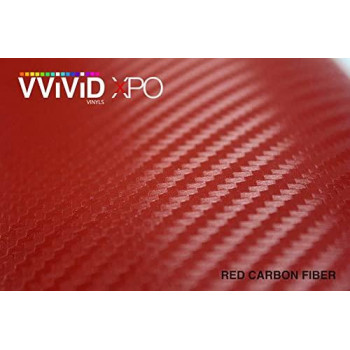 Vvivid Xpo Red Carbon Fiber Wrap Vinyl Roll With Air Release Technology 1Ft X 5Ft