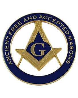 Afam Square Compass Round Masonic Auto Emblem Gold Blue3 Diameter