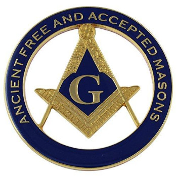 Afam Square Compass Round Masonic Auto Emblem Gold Blue3 Diameter