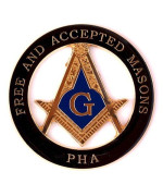 Prince Hall Free Accepted Round Masonic Auto Emblem Gold Black3 Diameter