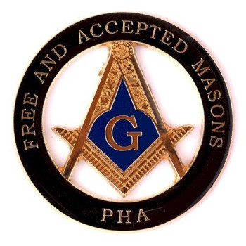 Prince Hall Free Accepted Round Masonic Auto Emblem Gold Black3 Diameter