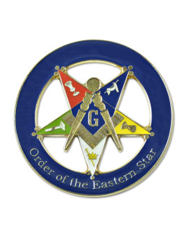 Patron Order Of The Eastern Star Round Masonic Auto Emblem Blue Gold3 Diameter