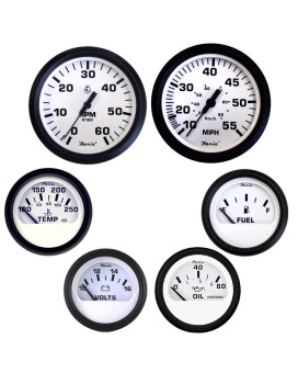 Faria Kt9798 Euro Tachometer Speedometer Volt Inboard Set White