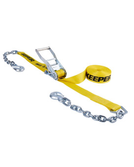 Keeper 2 X 27 Heavy Duty Ratchet Tiedown With Chain End And Grab Hook 3 333 Lbs Working Load Limit And 10 000 Lbs Brea