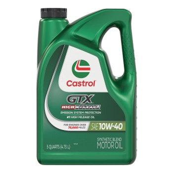 Castrol Gtx High Mileage 10W40 Synthetic Blend Motor Oil 5 Quarts