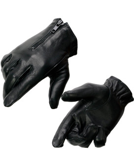 Milwaukee Leather Sh722 Womens Black Unlined Leather Lightweight Motorcycle Hand Gloves Wwrist Zipper Closure Xxlarge