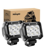 Nilight Led Pods 2Pcs 18W 1260Lm Flood Led Off Road Lights Super Bright Driving Fog Boat Lights Led Work Light Bar For Trucks Pi