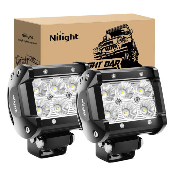 Nilight Led Pods 2Pcs 18W 1260Lm Flood Led Off Road Lights Super Bright Driving Fog Boat Lights Led Work Light Bar For Trucks Pi