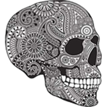 Detailed Elaborate Sugar Skull Black White Vinyl Decal Sticker Two In One Pack 4 Inches Tall