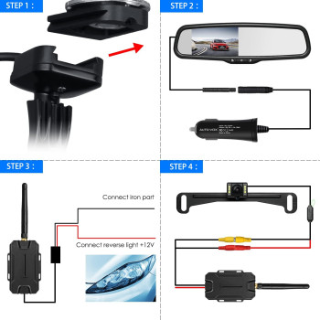 Wireless Backup Camera With 43 Oem Look Monitor System Back Up Camera For Cars With Ip 68 Waterproof Rear View Mirror Camer